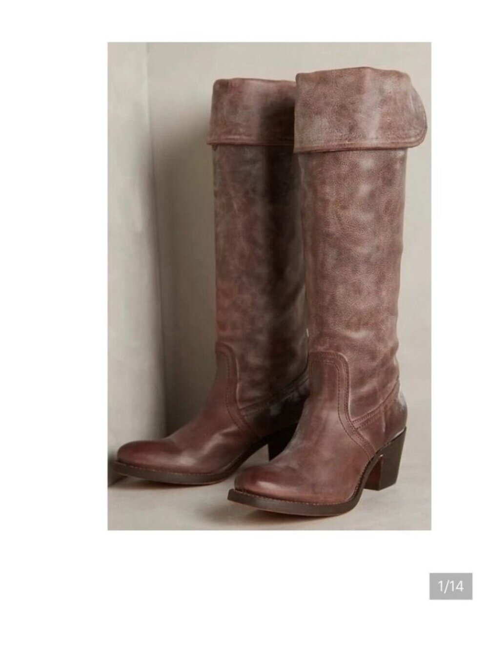 Frye Jane Tall Cuff Womens Size 7.5B Brown Leather Over Knee Riding Boots
